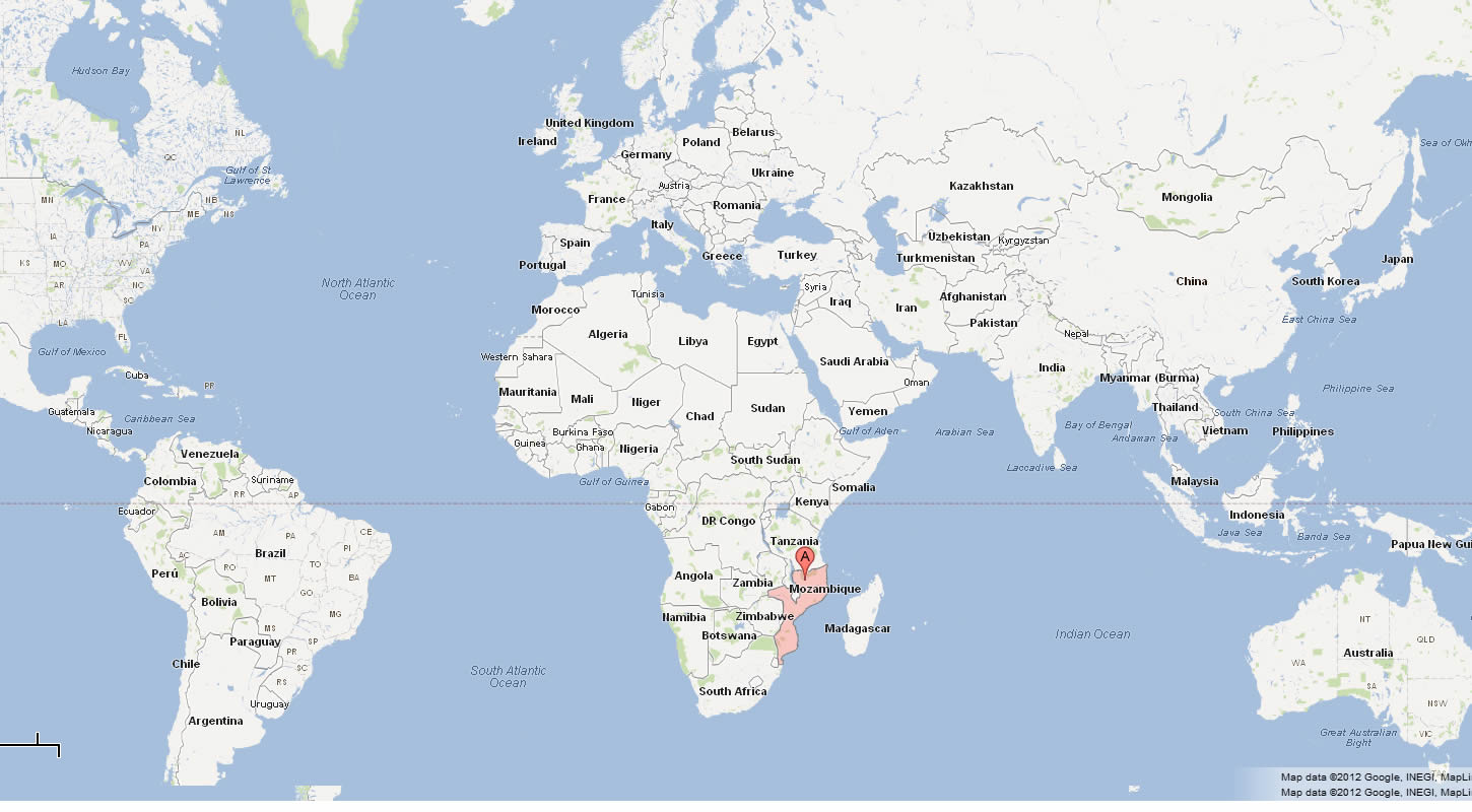carte du mozambique monde
